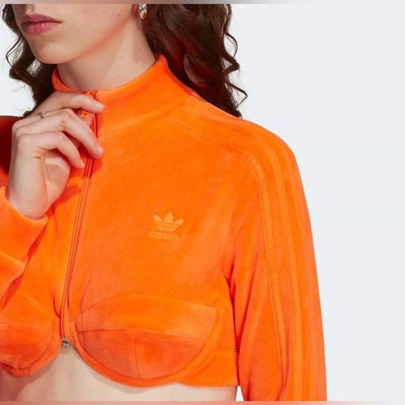 NWT Adidas x  JEREMY SCOTT VELOUR TRACK TOP Cropped Sweat Shirt Jacket Women’s - Picture 4 of 8